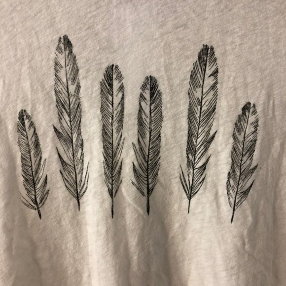 NWT Current/Elliot Rolled Feather Print Crew Neck - Picture 3 of 7